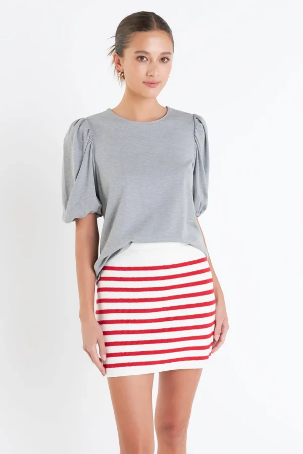 ENGLISH FACTORY Tops*- Puff Sleeve Ponte Top