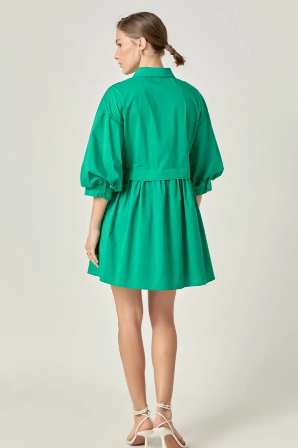 ENGLISH FACTORY Tops*- Puff Sleeve Shirt Dress