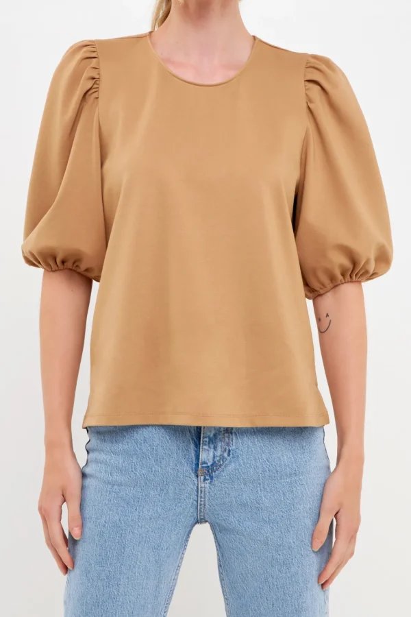 ENGLISH FACTORY Tops*- Puff Sleeve Ponte Top