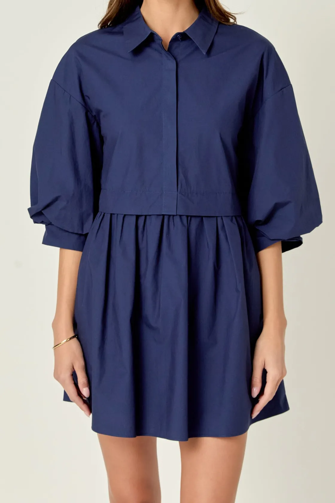 english_factory__puff_sle_5-2.webp ENGLISH FACTORY Tops*- Puff Sleeve Shirt Dress