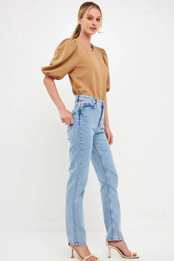 ENGLISH FACTORY Tops*- Puff Sleeve Ponte Top