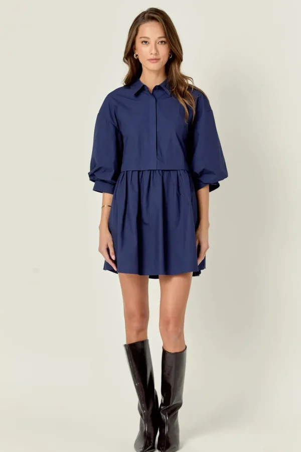 ENGLISH FACTORY Tops*- Puff Sleeve Shirt Dress