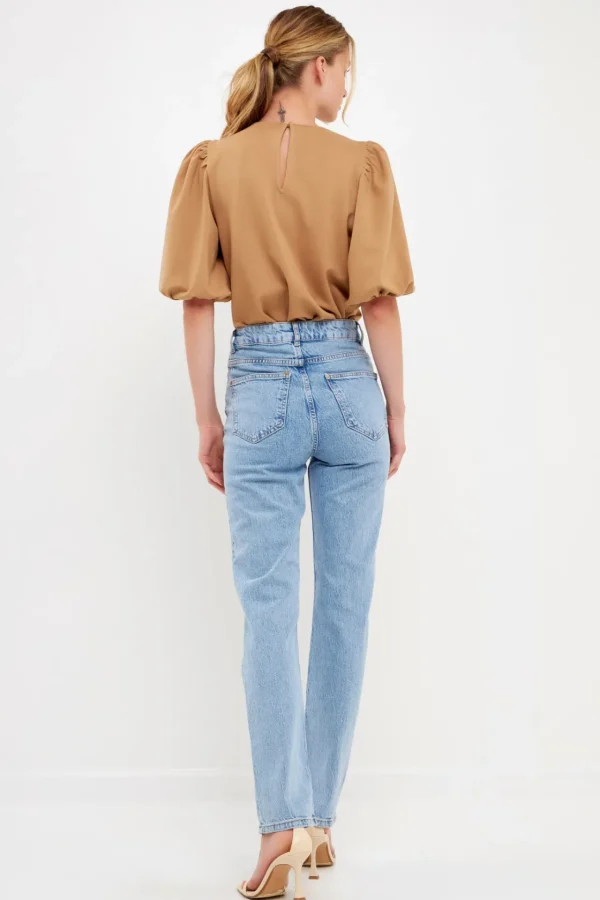 ENGLISH FACTORY Tops*- Puff Sleeve Ponte Top