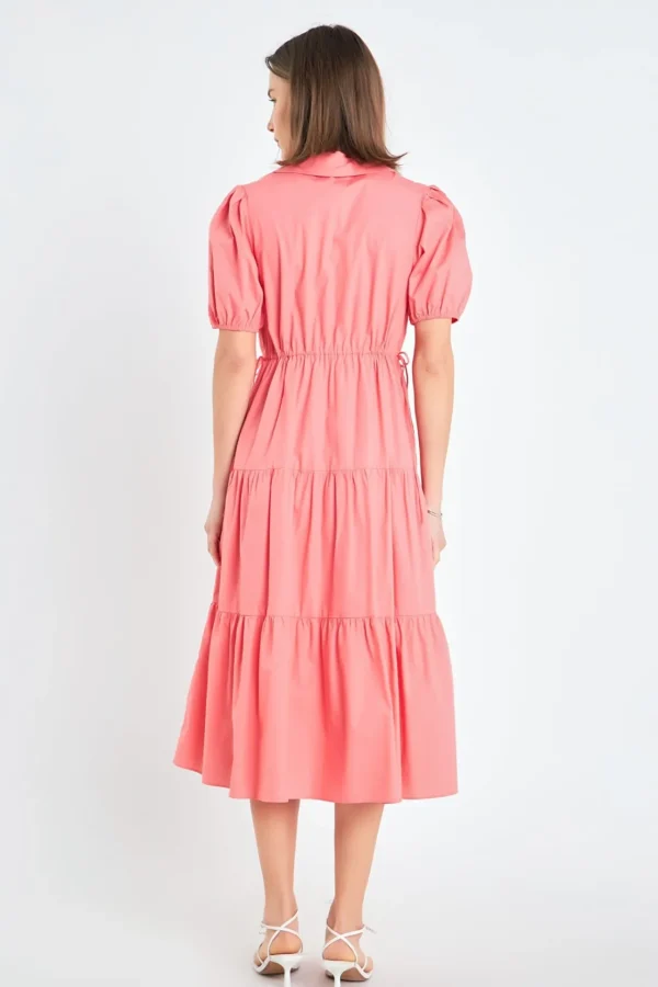 ENGLISH FACTORY Tops*- Puff Sleeve Tiered Midi Dress