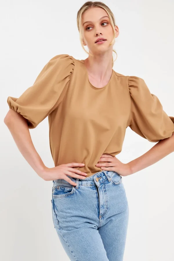 ENGLISH FACTORY Tops*- Puff Sleeve Ponte Top