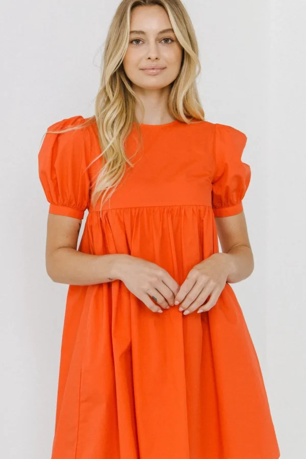 ENGLISH FACTORY Tops*- Puff Sleeve Babydoll Dress