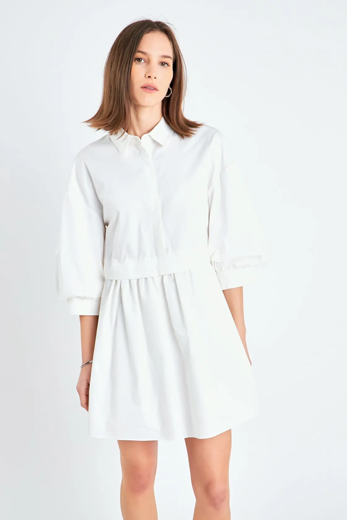 english_factory__puff_sle_9-2.webp ENGLISH FACTORY Tops*- Puff Sleeve Shirt Dress