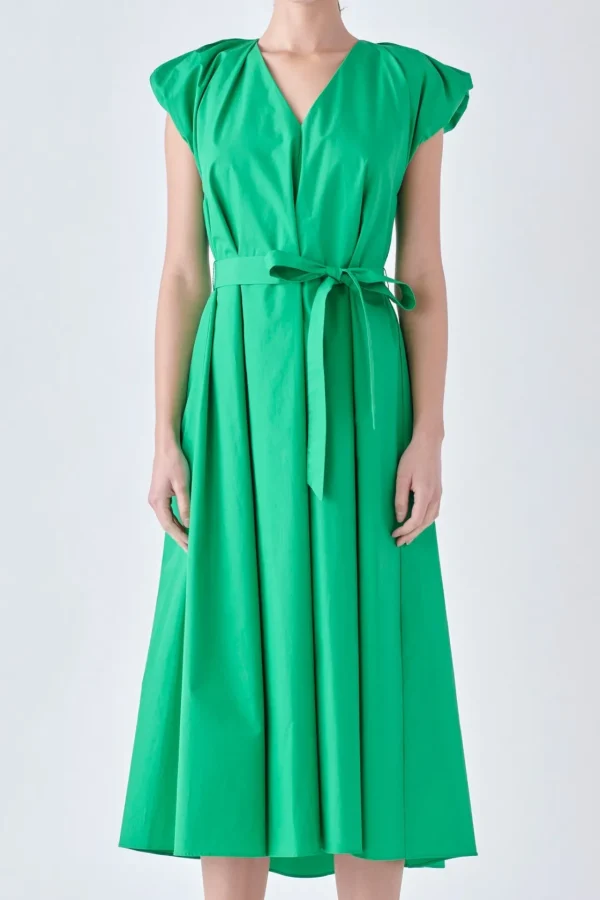 ENGLISH FACTORY Tops*- Puffy Sleeve Midi Dress