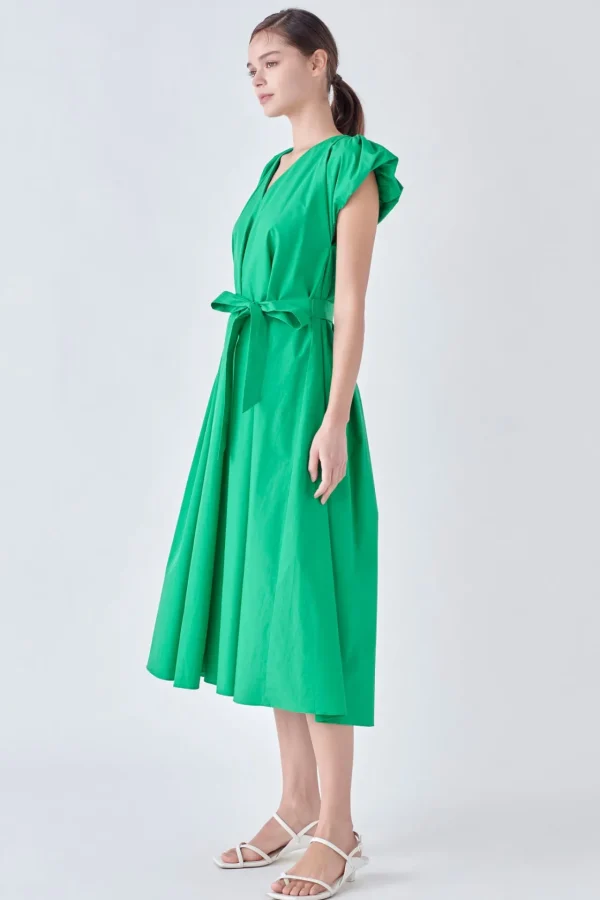 ENGLISH FACTORY Tops*- Puffy Sleeve Midi Dress