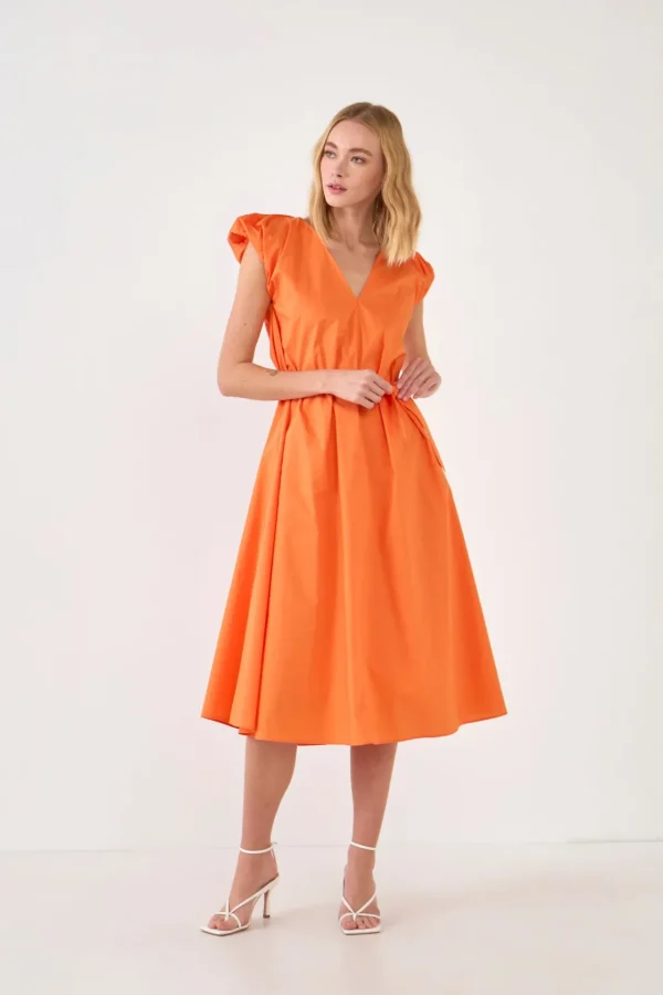 ENGLISH FACTORY Tops*- Puffy Sleeve Midi Dress