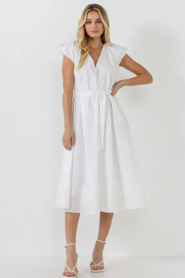 ENGLISH FACTORY Tops*- Puffy Sleeve Midi Dress