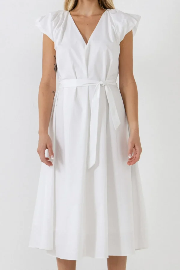 ENGLISH FACTORY Tops*- Puffy Sleeve Midi Dress