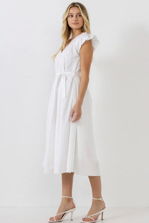 ENGLISH FACTORY Tops*- Puffy Sleeve Midi Dress
