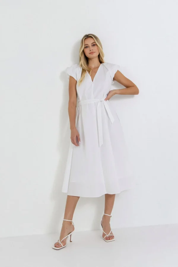ENGLISH FACTORY Tops*- Puffy Sleeve Midi Dress