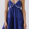 ENGLISH FACTORY Tops*- Ric Rac Tiered Mini Dress NAVY