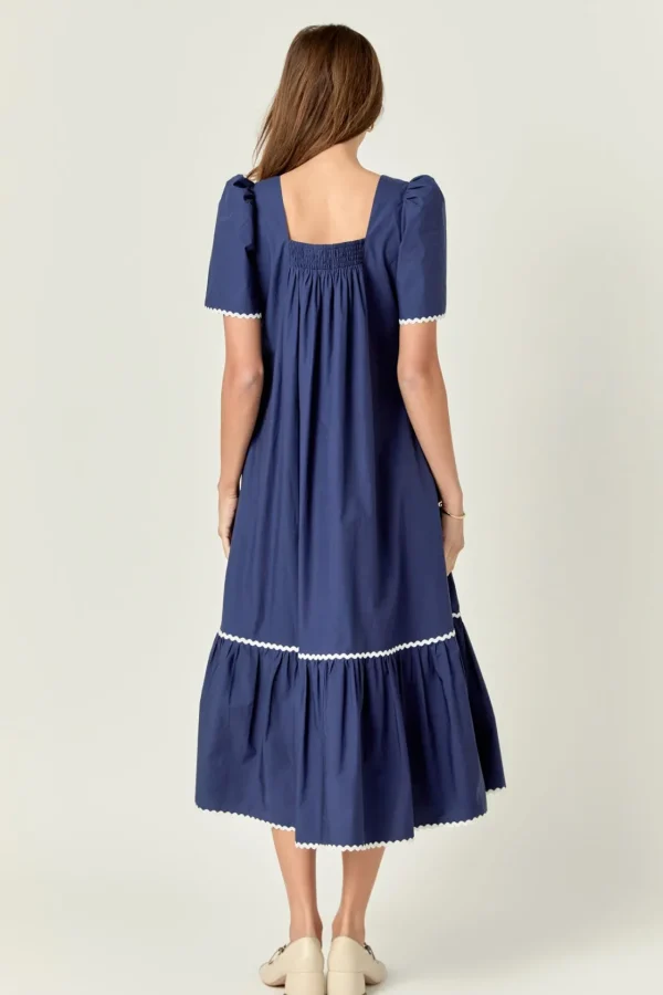 ENGLISH FACTORY Tops*- Ric Rac Midi Dress NAVY