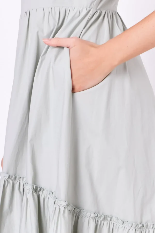 ENGLISH FACTORY Tops*- Ruffle Detail Midi Dress GREEN