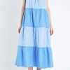 ENGLISH FACTORY Tops*- Ruffle Detail Colorblock Midi Dress