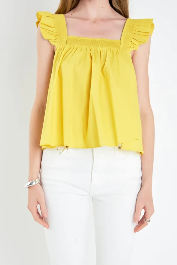 ENGLISH FACTORY Tops*- Ruffle Detail Square Neck Top
