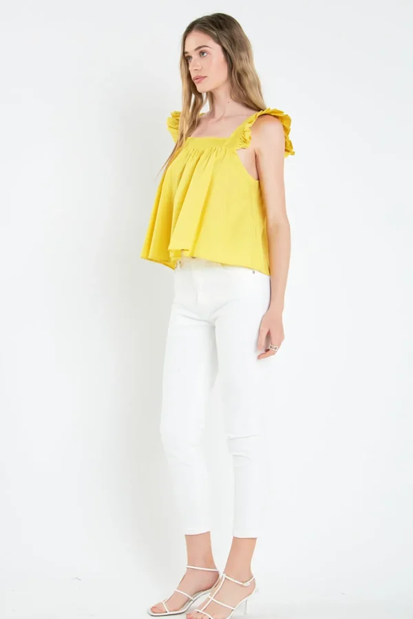 ENGLISH FACTORY Tops*- Ruffle Detail Square Neck Top