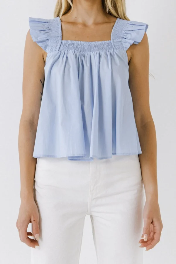 ENGLISH FACTORY Tops*- Ruffle Detail Square Neck Top