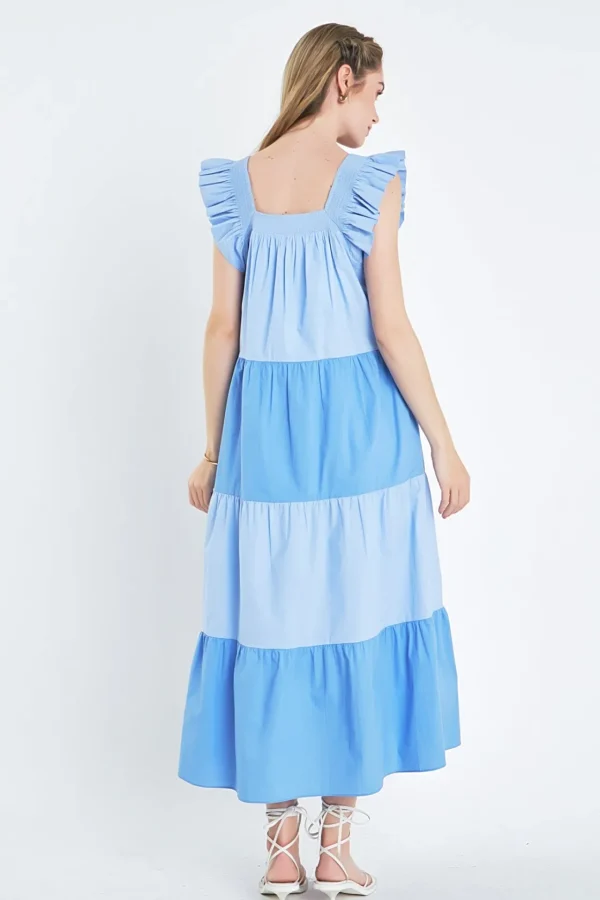 ENGLISH FACTORY Tops*- Ruffle Detail Colorblock Midi Dress
