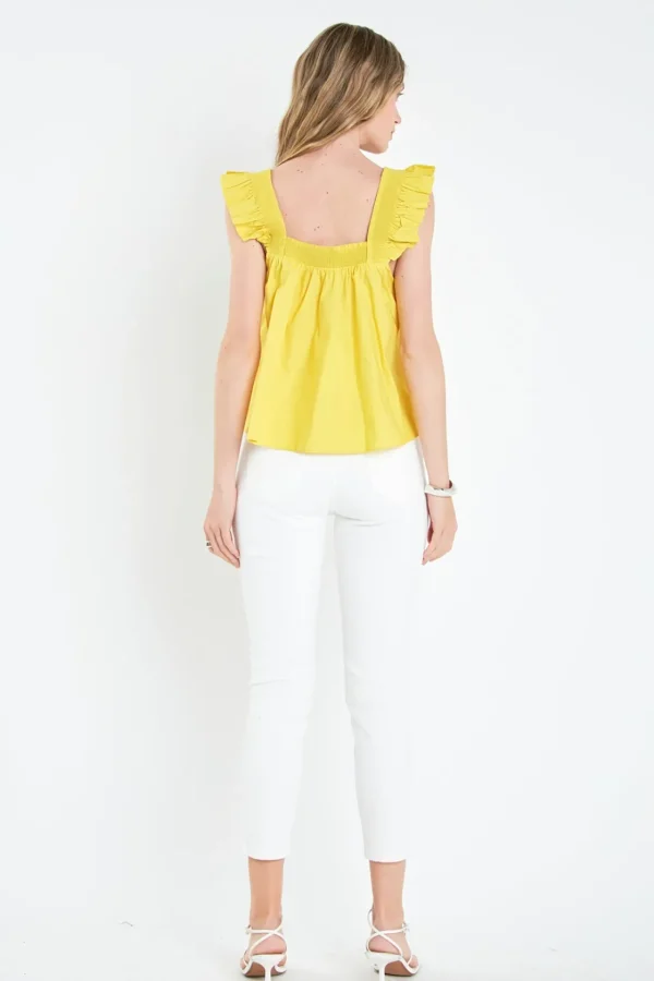 ENGLISH FACTORY Tops*- Ruffle Detail Square Neck Top