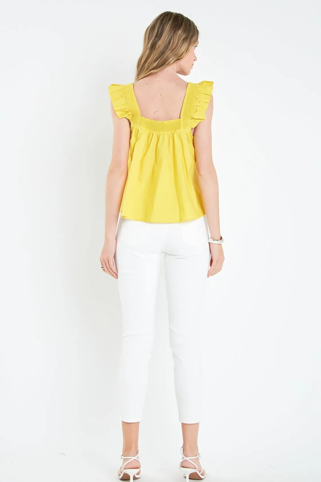 english_factory__ruffle_d_2.webp ENGLISH FACTORY Tops*- Ruffle Detail Square Neck Top