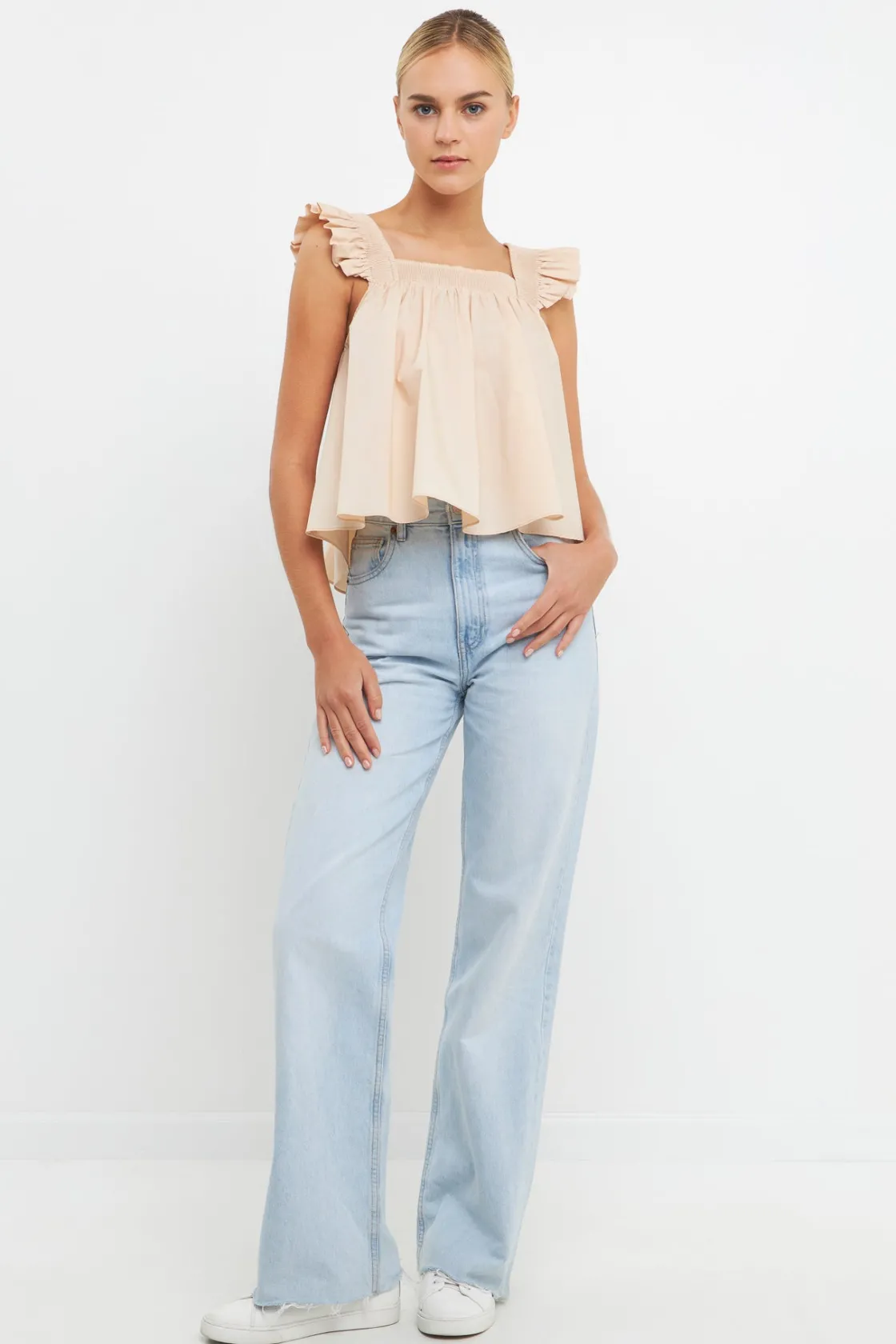 english_factory__ruffle_d_4.webp ENGLISH FACTORY Tops*- Ruffle Detail Square Neck Top