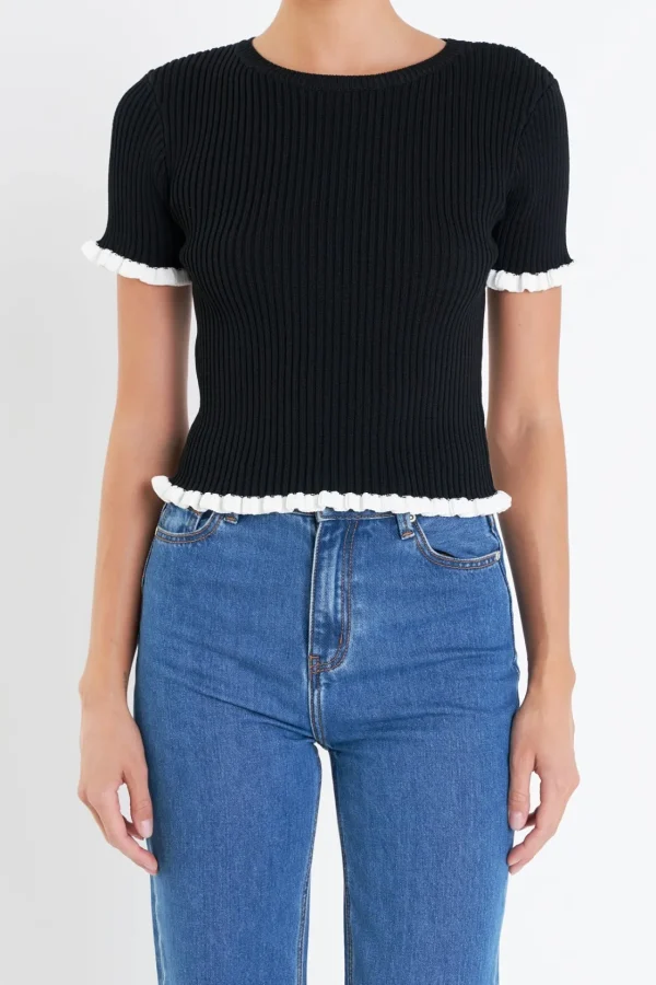 ENGLISH FACTORY Tops*- Ruffle Detailed Knit Top