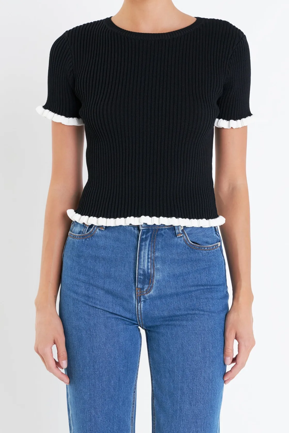 english_factory__ruffle_d_5-1.webp ENGLISH FACTORY Tops*- Ruffle Detailed Knit Top