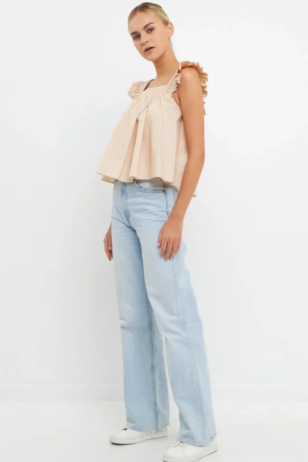 ENGLISH FACTORY Tops*- Ruffle Detail Square Neck Top