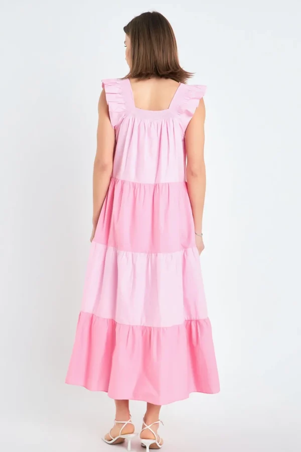 ENGLISH FACTORY Tops*- Ruffle Detail Colorblock Midi Dress