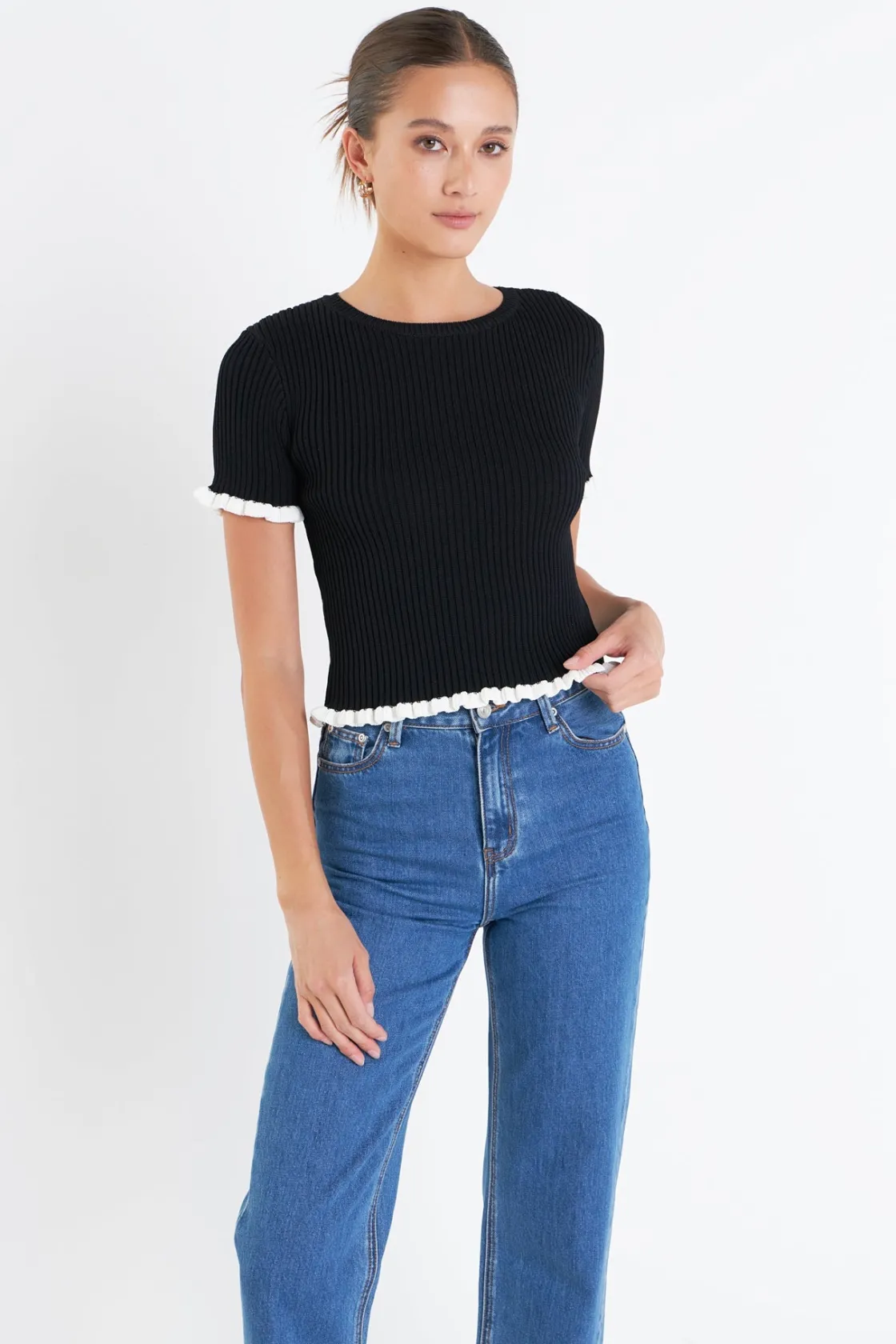 english_factory__ruffle_d_8-1.webp ENGLISH FACTORY Tops*- Ruffle Detailed Knit Top