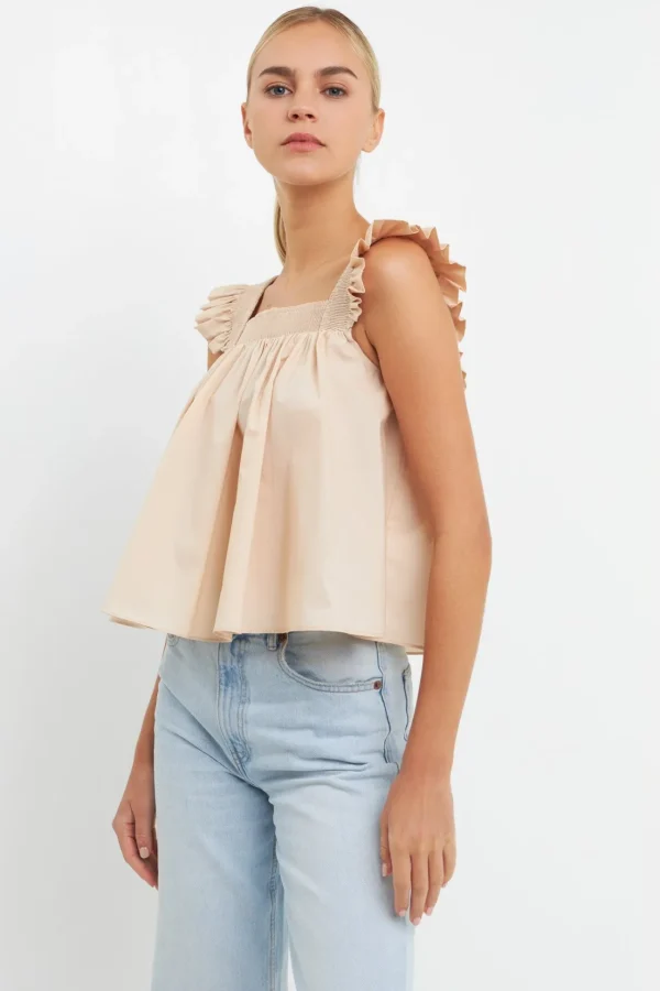 ENGLISH FACTORY Tops*- Ruffle Detail Square Neck Top