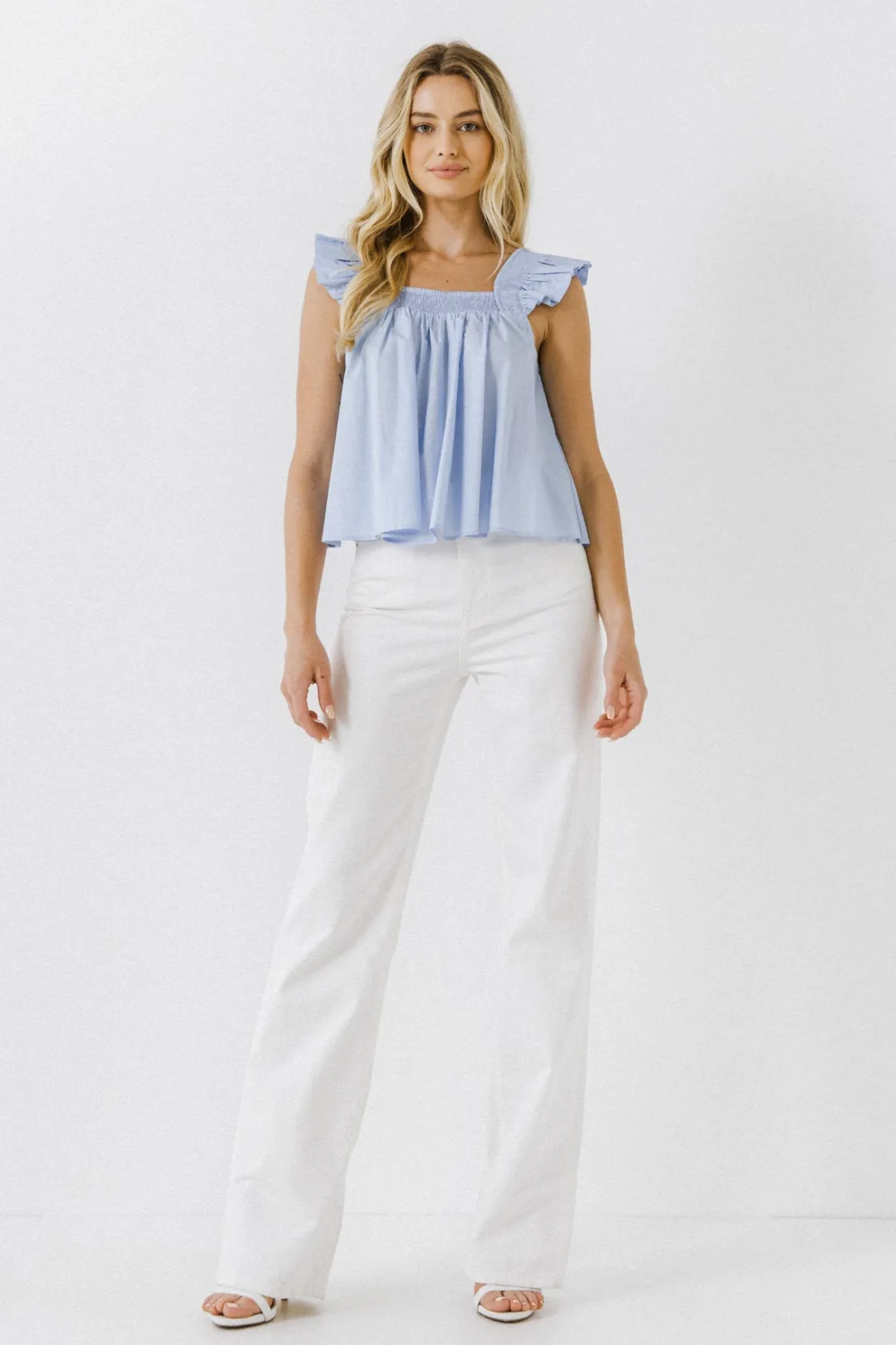 english_factory__ruffle_d_9.webp ENGLISH FACTORY Tops*- Ruffle Detail Square Neck Top