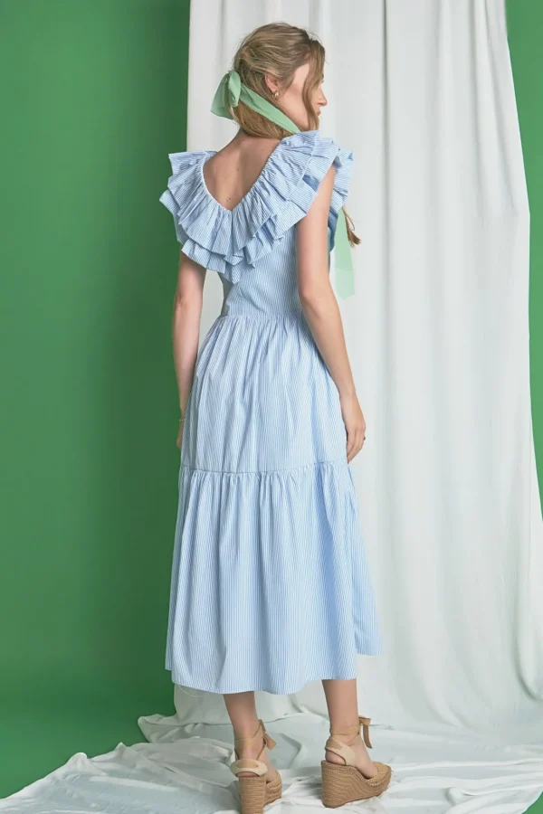 ENGLISH FACTORY Tops*- Ruffle Maxi Dress POWDERBLUE