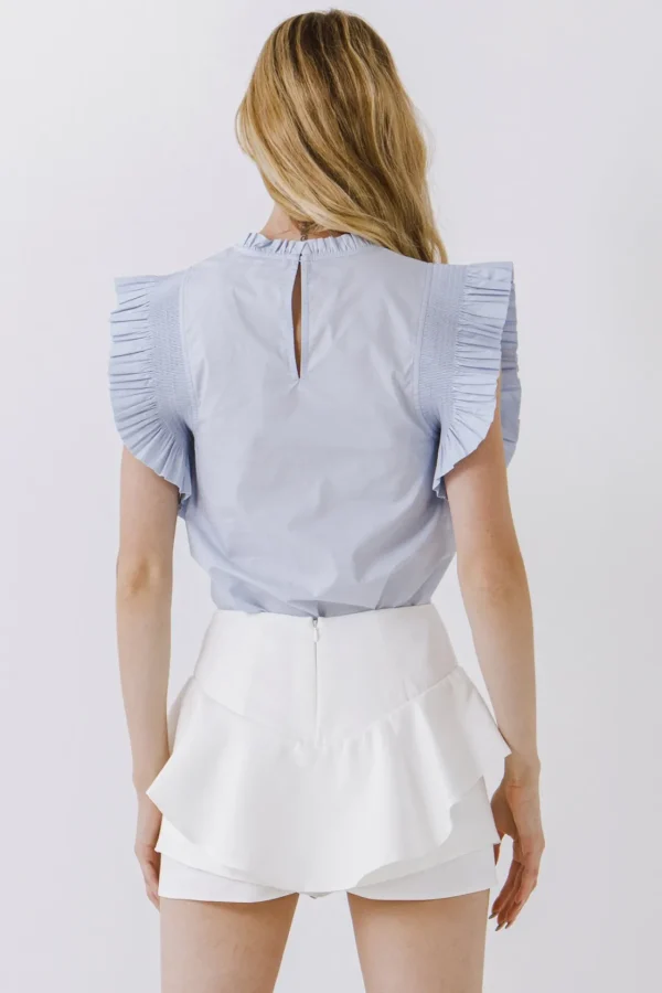 ENGLISH FACTORY Tops*- Ruffle Sleeve Poplin Top