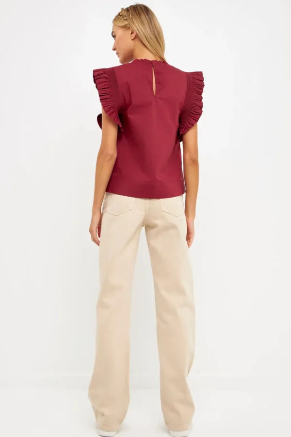 ENGLISH FACTORY Tops*- Ruffle Sleeve Poplin Top
