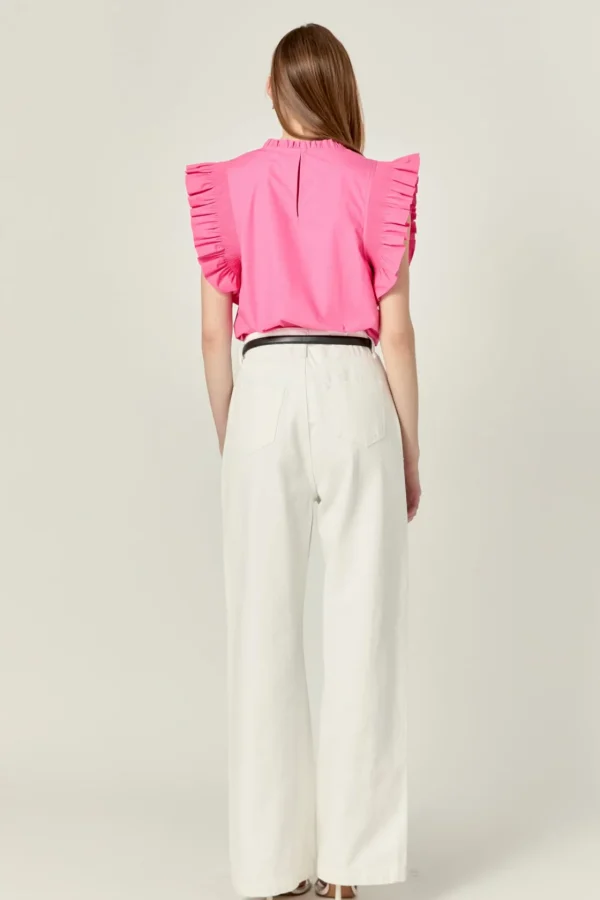ENGLISH FACTORY Tops*- Ruffle Sleeve Poplin Top