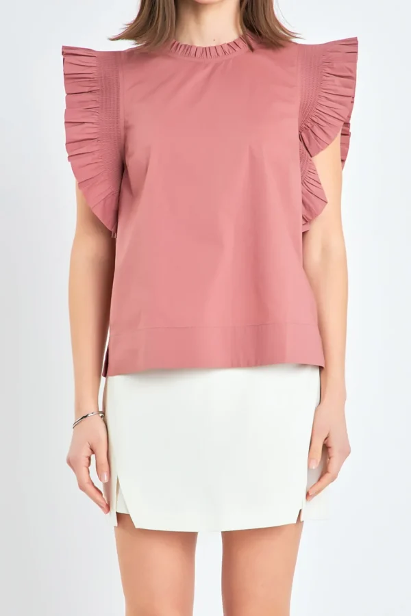 ENGLISH FACTORY Tops*- Ruffle Sleeve Poplin Top