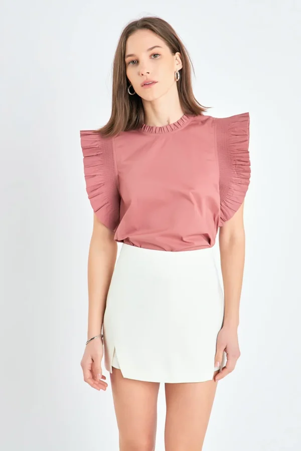 ENGLISH FACTORY Tops*- Ruffle Sleeve Poplin Top