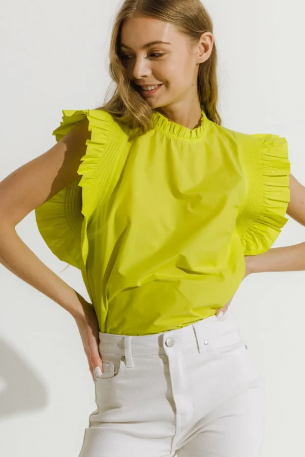 ENGLISH FACTORY Tops*- Ruffle Sleeve Poplin Top
