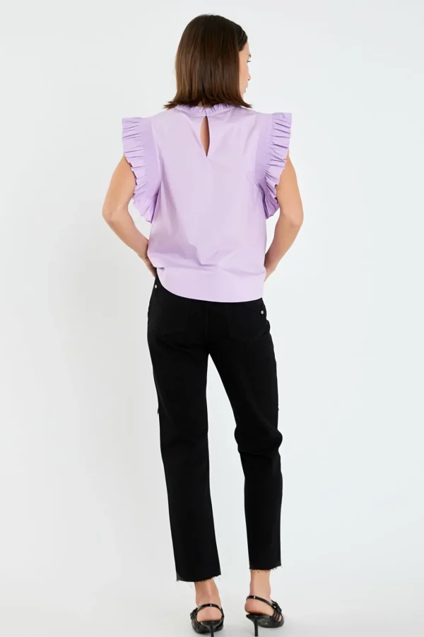 ENGLISH FACTORY Tops*- Ruffle Sleeve Poplin Top