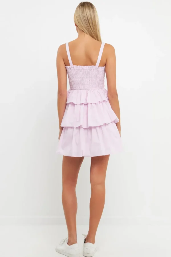 ENGLISH FACTORY Tops*- Ruffle tiered Mini Dress with Ties