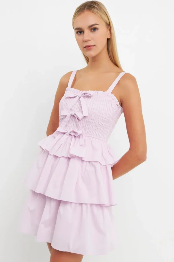 ENGLISH FACTORY Tops*- Ruffle tiered Mini Dress with Ties