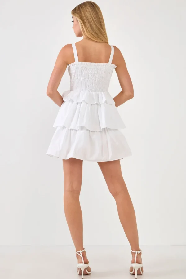 ENGLISH FACTORY Tops*- Ruffle tiered Mini Dress with Ties