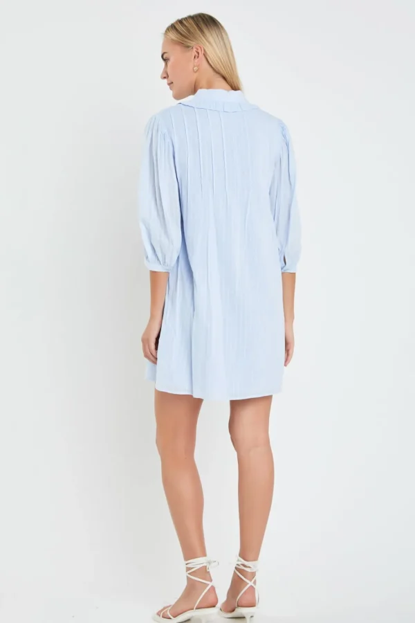 ENGLISH FACTORY Tops*- Ruffled Collar Shirt Dress POWDERBLUE