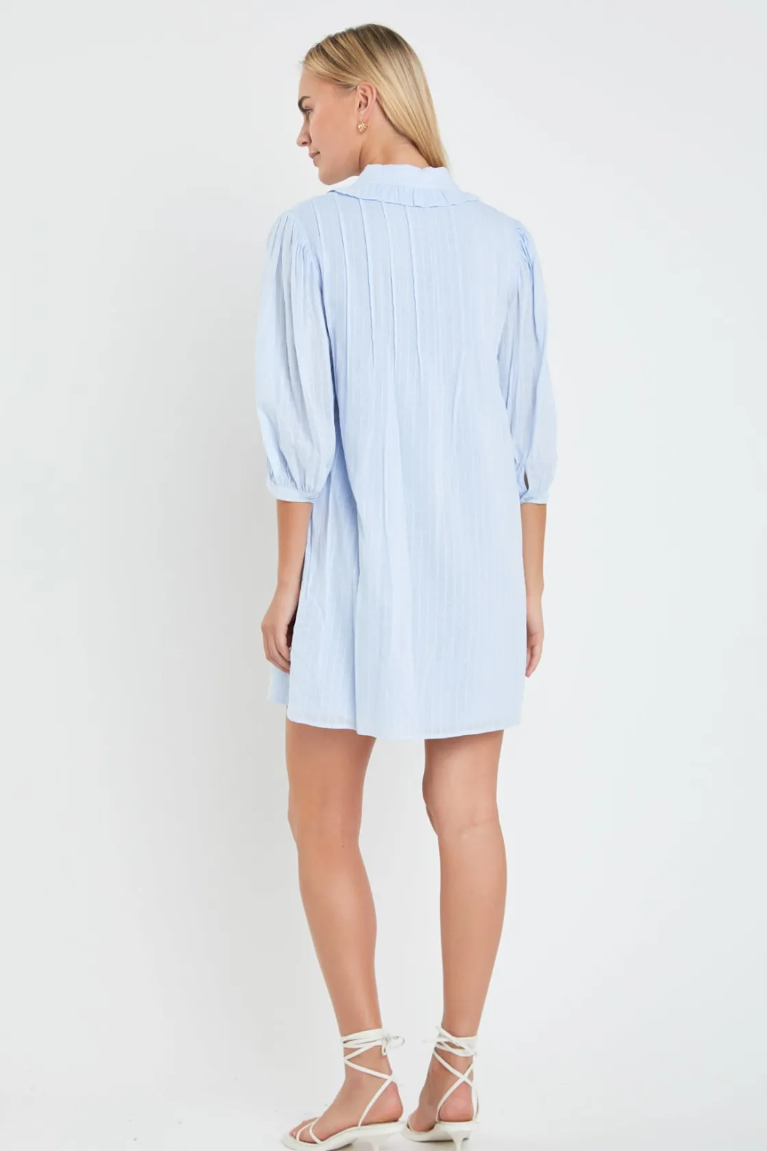english_factory__ruffled__2-1.webp ENGLISH FACTORY Tops*- Ruffled Collar Shirt Dress POWDERBLUE