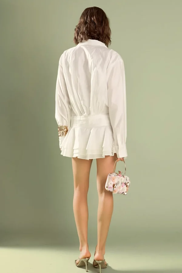 ENGLISH FACTORY Tops*- Ruffled Micro Mini Romper OFFWHITE
